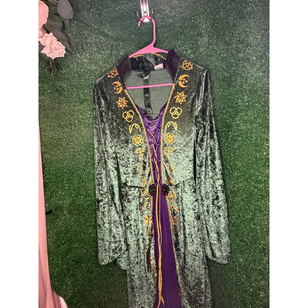 Disney Hocus Pocus Winifred Sanderson Green Velvet Costume Dress Women's M